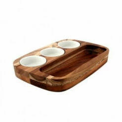 Athena Dipping Plate Set - Acacia Wood
